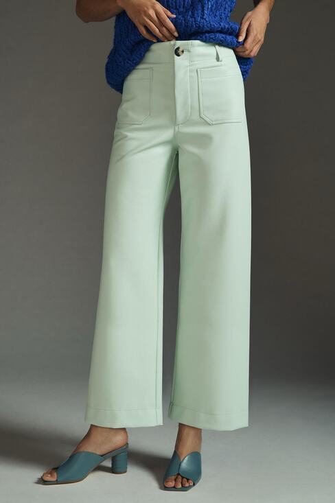 Anthropologie Pants - NEW Anthro Maeve The Colette Cropped Wide Leg Faux Leather Edition Mint Size 32